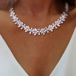 Luxury Pear Cut White Sapphire Necklace For Women