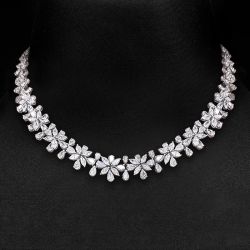 Luxury Pear Cut White Sapphire Necklace For Women