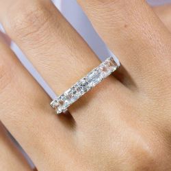 Eternity Asscher Cut White Sapphire Stacking Wedding Band For Women
