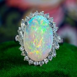Halo Oval Cut Opal Cocktail Engagement Ring For Women 