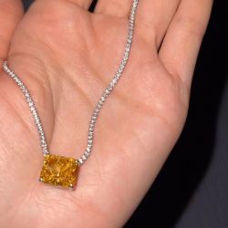 Stunning Radiant Cut Yellow Sapphire Pendant Necklace For Women
