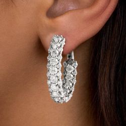 Stunning Round Cut White Sapphire Hoop Earrings For Women