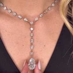 Luxury Pear Cut White Sapphire Pendant Necklace For Women