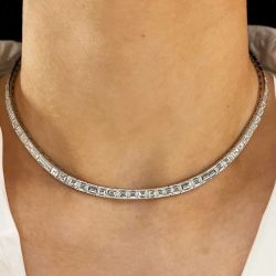 Baguette Cut White Sapphire Choker Necklace Tennis Necklace For Women