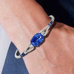 Vintage Oval Cut Blue Sapphire Bracelet For Women