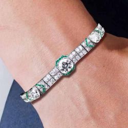 Art Deco Round Cut White Sapphire Bracelet For Women