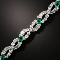 Vintage Emerald Cut Emerald Sapphire Bracelet For Women