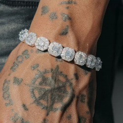 Clustered Round Cut White Sapphire Bracelet For Men