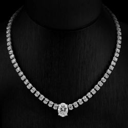 Classic Oval Cut White Sapphire Pendant Necklace For Women