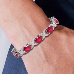 Stunning Oval Cut Ruby Sapphire Bracelet For Women