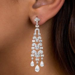 Vintage Pear Cut White Sapphire Drop Earrings For Women