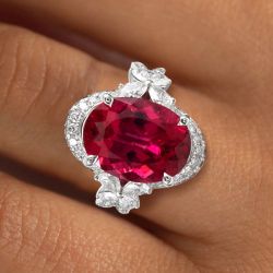 Vintage Oval Cut Ruby Sapphire Engagement Ring For Women 