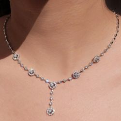 Fashion Round Cut White Sapphire Pendant Necklace For Women
