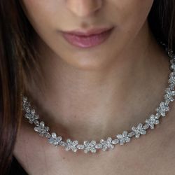 Stunning Oval Cut White Sapphire Tennis Necklace For Women