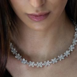 Stunning Oval Cut White Sapphire Tennis Wedding Necklace For Women 