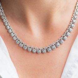 Fabulous Round Cut White Sapphire Tennis Necklace For Women