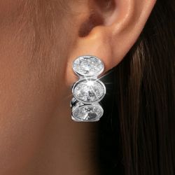 Stunning Oval Cut White Sapphire Hoop Earrings For Women