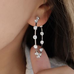 Stunning Round Cut White Sapphire Hoop Earrings For Women