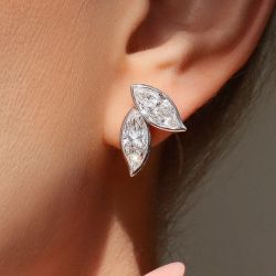 Fashion Marquise Cut White Sapphire Stud Earrings For Women