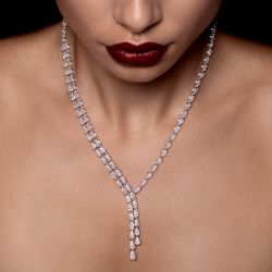 Fashion Pear Cut White Sapphire Lariat Pendant Necklace For Women
