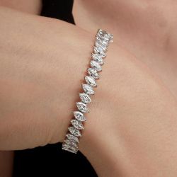 Stunning Marquise Cut White Sapphire Tennis Bracelet For Women