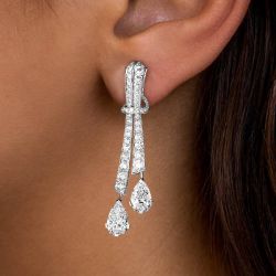 Stunning Pear Cut White Sapphire Drop Earrings For Women