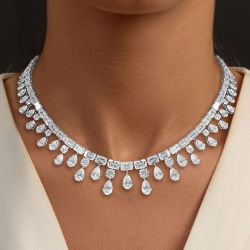 Fabulous Pear Cut White Sapphire Necklace For Women