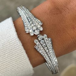Unique Round Cut White Sapphire Bracelet Bangle For Women