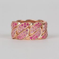 Unique Design Rose Gold Round Cut Ombre Pink Sapphire Eternity Wedding Band For Woman