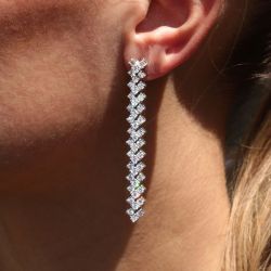 Fashion Round Cut White Sapphire Drop Earrings For Women