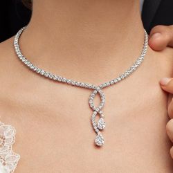 Rare Classic Pear Cut White Sapphire Pendant Necklace For Women
