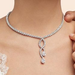 Rare Classic Pear Cut White Sapphire Pendant Necklace For Women