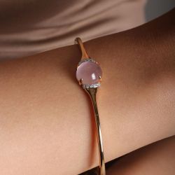 Classic Rose Gold Round Cut Pink Sapphire Bracelet For Women