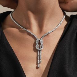 Endless Elegant Round Cut White Sapphire Pendant Necklace For Women
