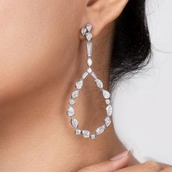 Classic Multi Cut White Sapphire Drop Earrings For Women
