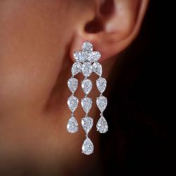 Fancy Pear & Oval Cut White Sapphire Drop Earrings For Women