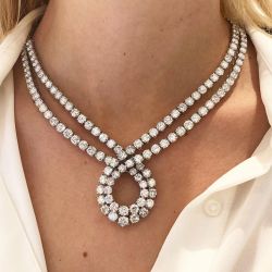 Luxury Criss Cross Round Cut White Sapphire Tennis Necklace For Women