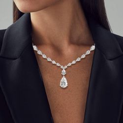 Classic Pear Cut White Sapphire Necklace Wedding Necklace For Women 