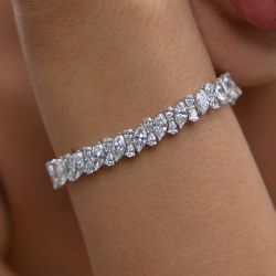 Classic Marquise Cut White Sapphire Bracelet For Women