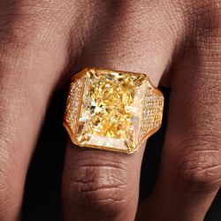 Golden Radiant Cut Yellow Sapphire Engagement Ring For Men