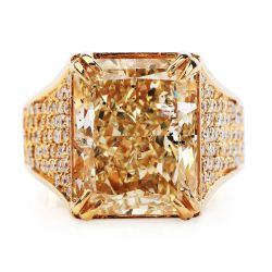 Golden Radiant Cut Yellow Sapphire Engagement Ring For Men