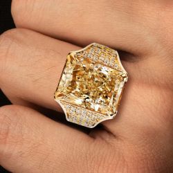 Golden Radiant Cut Yellow Sapphire Engagement Ring For Men