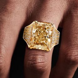 Golden Radiant Cut Yellow Sapphire Engagement Ring For Men