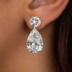 Classic Pear & Round Cut White Sapphire Drop Earrings For Women