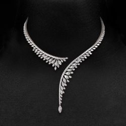 Open Design Marquise Cut White Sapphire Pendant Necklace For Women