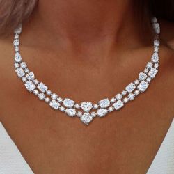 Double Row Multi Cut White Sapphire Necklace For Women