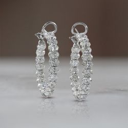 Classic Oval Cut White Sapphire Hoop Earrings For Women 