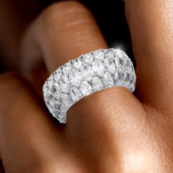 Classic Marquise Cut White Sapphire Wedding Band For Women
