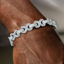 Knot Round Cut White Sapphire Tennis Bracelet For Men