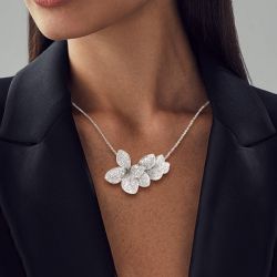 Flower Round Cut White Sapphire Pendant Necklace For Women  